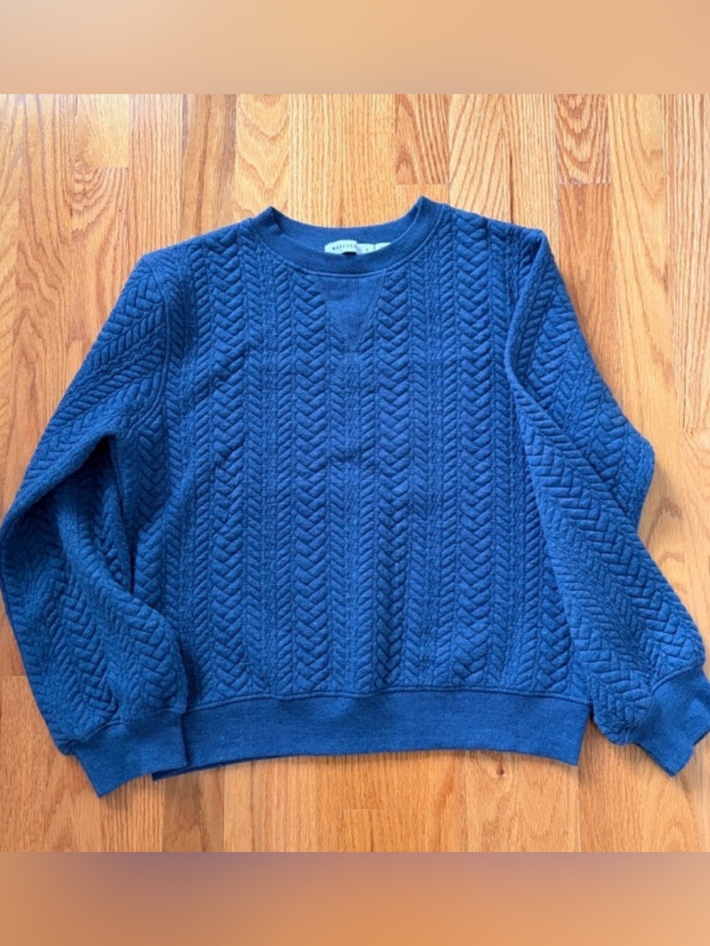 Women’s Blue Cable looking cotton Crewneck Sweater